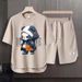 Men's Clothing 2024 Waffle Casual Summer Suit Men's Loose Teen Short sleeved T shirt Shorts Handsome Two piece Suit_desvips.com