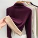 Women's Cashmere Silk Thermal Base Layer Top - High Neck Fleece Lined Winter Shirt For Warmth, Soft & Comfortable, Loose Fit, Long Sleeve_desvips.com