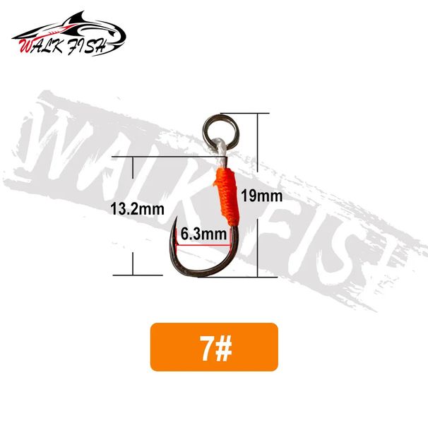 WALK FISH 10PCS Fishing Lure Hardbait Hook DIY Fishing Cast Jigs Assist Hook Barbed Single Jig Hooks Pesca High Carbon Steel_desvips.com