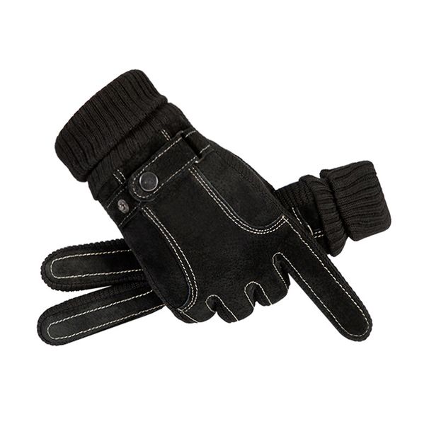 Men's Genuine Leather Winter Gloves – Touchscreen Compatible, Windproof & Fleece-Lined For Motorcycle Riding & Outdoor Activities_desvips.com