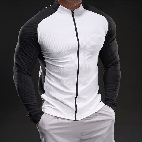 European And American Cross-Border Style 2025 Spring New Slim Fit Stretch Long Sleeve Cardigan T-Shirt Training Wear_desvips.com