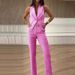 Women's new fashionable temperament simple vest suit long suit pants_desvips.com
