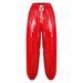 Mens Shiny Waterproof Jogging Y2K Drawstring Elastic Waistband Side Pockets Track Baggy Glossy Pants Hip Hop Trousers_desvips.com