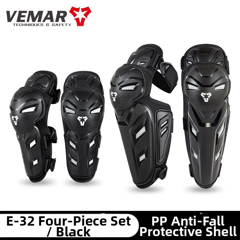 Motorcycle Protective Gear All Season Knee And Elbow Pads Four Piece Set Rider off Road Wear Resistant Anti-Fall Leg Protectors_desvips.com