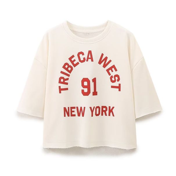 Summer New Women's European And American Style Fashion Casual Short-sleeve Printed Velvet Sweatshirt + Drawstring Sports_desvips.com