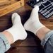 100% Pure Xinjiang Cotton Unisex Sports Socks, Black White Solid Color, Suitable Spring Autumn, For Students And_desvips.com