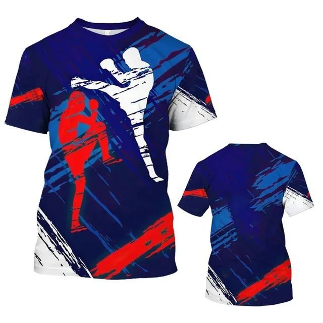 Gym Sports Men's Full-Print Muay Thai Boxing Short-Sleeve T-Shirt Direct From Manufacturer For Foreign Trade_desvips.com