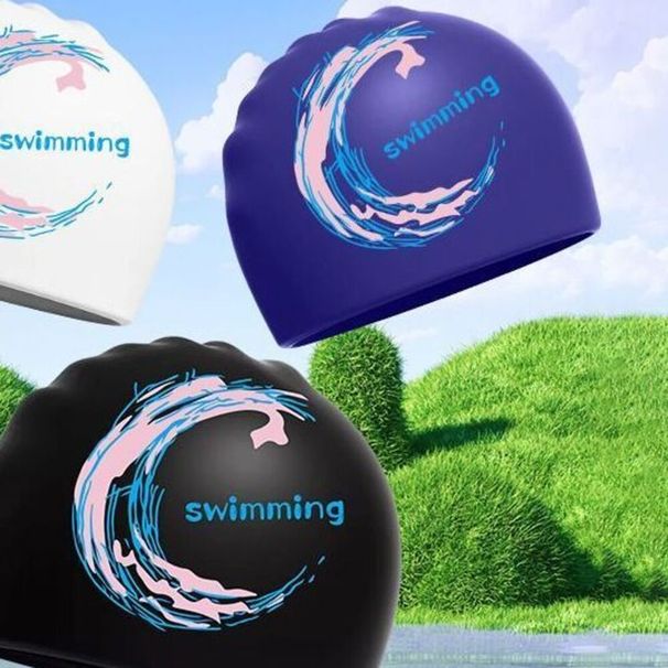 Fashionable Printed Non-slip Silicone Swim Cap, Medium Width 23cm, Size, Highly Elastic, Waterproof, Suitable For Large_desvips.com