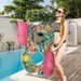 Glitter Flamingo Pool Float - XXL Thickened Eco-PVC Inflatable Ring With Backrest & Cup Holder Adult Swimming Circle For Pool & Beach_desvips.com