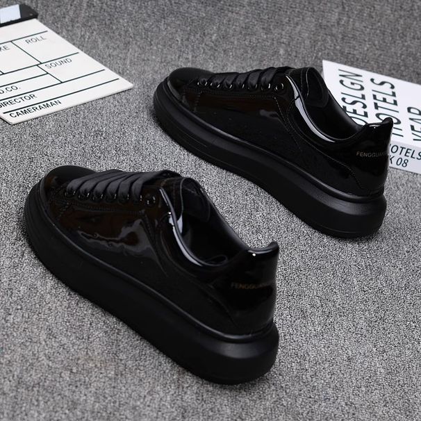 Red Lacquered Men's Fashion Black Casual Skateboard Outdoor Tennis Walking Shoes Universal Men And Women_desvips.com