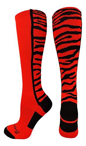 Crazy Socks With Safari Tiger Stripes For Softball Baseball, Available For Boys, Girls, Women, Men, Youth, Adult, And Kids, Over Calf Length_desvips.com