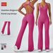 Women's Wide Leg Yoga Bodysuit Sports Fitness Wear Slimming Abdomen Flare Pants Casual Gym Clothing_desvips.com