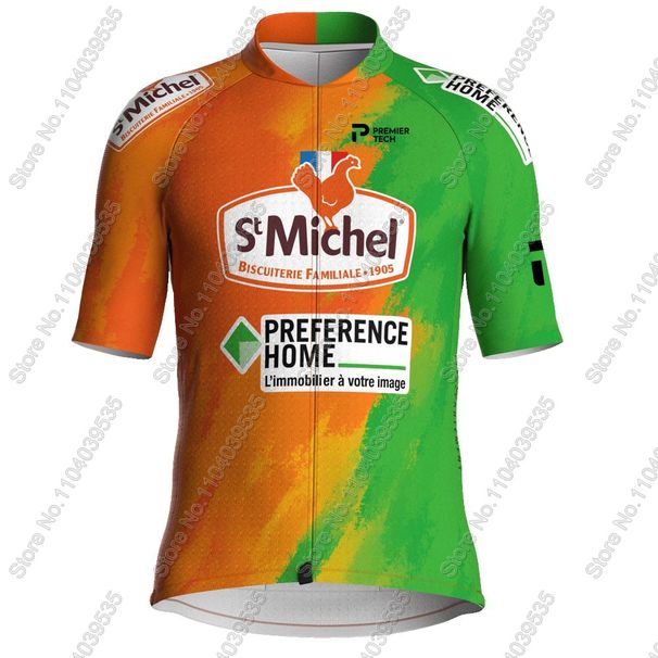 St Michel 2026 Cycling Jersey Mens Pro Team Set Short Sleeve France Orange Clothing Road Bike Shirts Suit Bicycle Bib_desvips.com