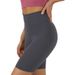 Women’s Clothing Hot Style Solid Color Stitching Hip Lifting Sports Pants High Waist Five Point Black Leggings Large Size_desvips.com