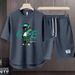 Men's Clothing 2024 Waffle Casual Summer Suit Men's Loose Teen Short sleeved T shirt Shorts Handsome Two piece Suit_desvips.com