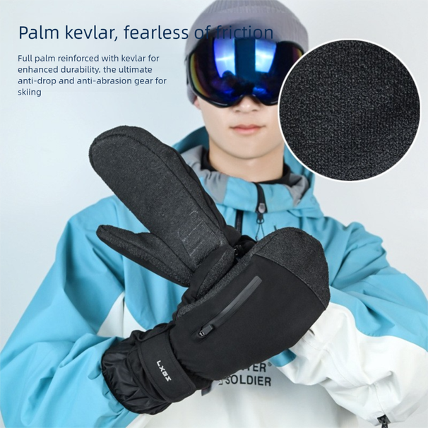 Winter 3M Professional Ski Kevlar Wear-Resistant Anti-Slip High-Transparency Waterproof Storage Five-Finger Flexible_desvips.com