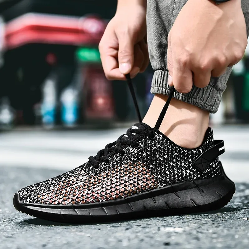 Summer Mesh Men Casual Comfortable Mens Walking Sneakers Breathable Hollow Man Running Lightweight Sport Shoes_desvips.com