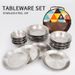 Outdoor Stainless Steel Dining Bowls, 16 Piece Tableware Set, Self Driving Travel, Portable Camping Barbecue Plates,_desvips.com