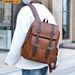 HOMEFISH Men Backpack PU Leather Bagpack Large Laptop Backpacks Male Mochilas Black Schoolbag For Teenagers Boys Brown_desvips.com