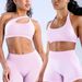 PeakGo Cross-Border High Elasticity Off-Shoulder Backless Sports Bra Seamless Yoga Set Two-Piece European And American Style_desvips.com