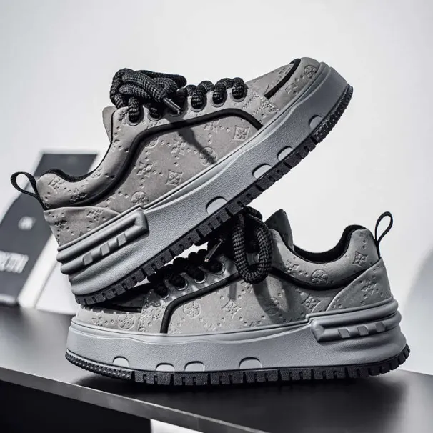 Printed Spring And Autumn Thick Soled Sneakers Men's Fashion Versatile Trendy Sports Casual Bread White Shoes_desvips.com