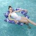 The New Printed Swimming Pool Inflatable Four-tube Leaf Pattern Floating Row Can Be Folded Water Single Deck Chair Floating Row_desvips.com