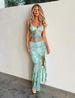 Women's Clothing Set Summer Sexy Printed Camisole + Tight Slit Irregular Long Skirt_desvips.com