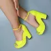 Women Sandals 2025 Summer Ankle Strap Pumps Colourful Sexy Peep Toe Square High Heels Flock Platform Wedding Pole_desvips.com