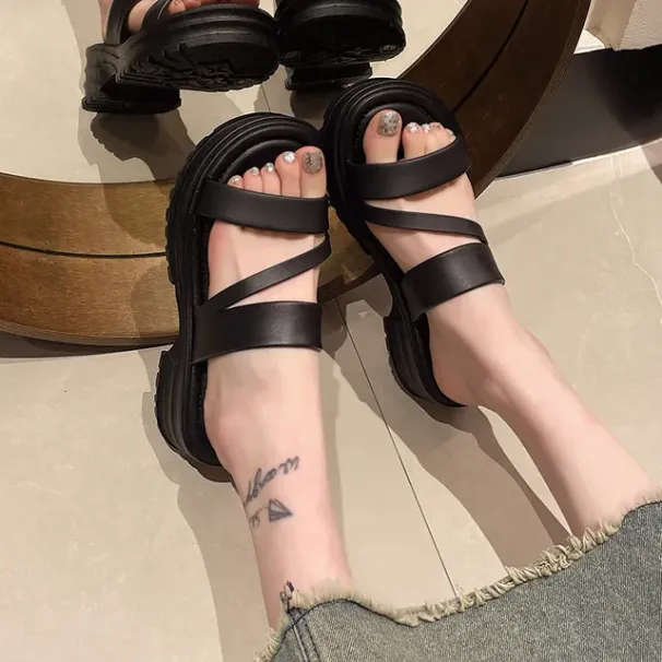 Platform Sandals Women's Comfortable Hot Summer Beach Flat Fashion Slippers - Shoes,_desvips.com