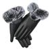 Women's Winter Leather Warm Cold-Proof Riding Cute Touchscreen Fleece-Lined Thickened Cycling Gloves_desvips.com