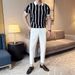 Men's Clothing High Grade Knitted Ice Silk Polo Shirt Men's Short Sleeved Summer Thin Style Fashion Slim Striped Zipper T Shirt_desvips.com