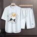 Men's Clothing 2024 Waffle Casual Summer Suit Men's Loose Teen Short sleeved T shirt Shorts Handsome Two piece Suit_desvips.com