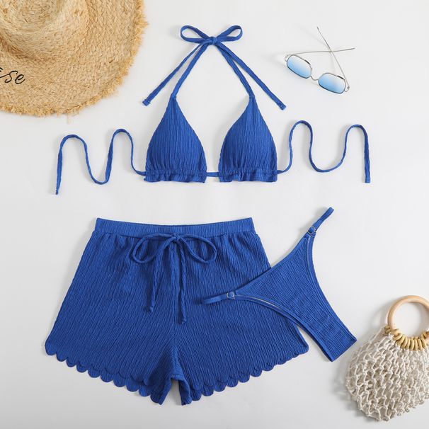 Women's Sexy Bikini Set - 3-Piece Swimwear With Special Fabric (Solid Color European Style Adjustable Straps Tummy Control)_desvips.com