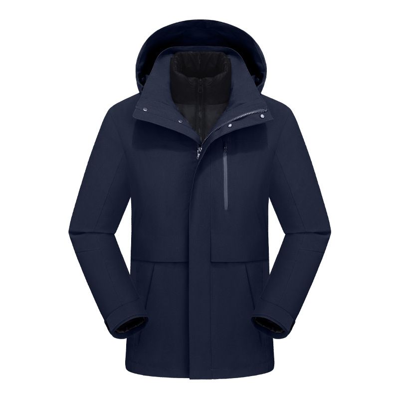 New Outdoor Camping Business With Goose Down Liner, Warm 3-in-1 Waterproof Windproof Laminated Hiking Jacket For Men_desvips.com