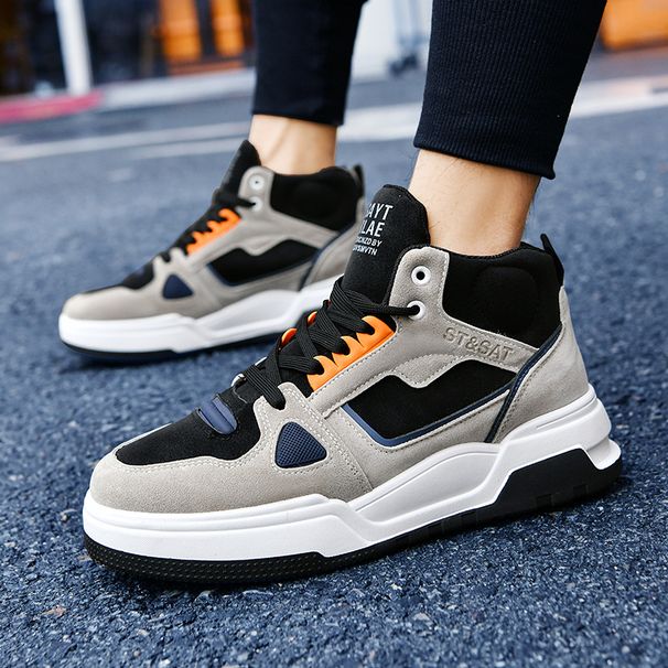 Men’s Shoes New autumn high top shoes, fashionable and versatile trendy shoes, men's mid top white shoes, casual sneakers, basketball sneakers_desvips.com