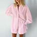 Hollow jacquard niche French long-sleeved suit shirt shorts casual women's design white_desvips.com