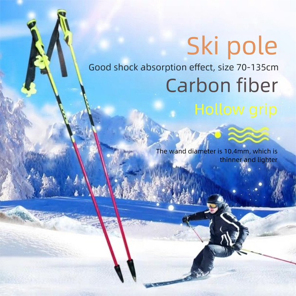 H3X Full Carbon Ski Poles Size Slalom Ultra-Thin Pole Diameter 10.4MM Ultra-Light Snow Enthusiast High Durability_desvips.com