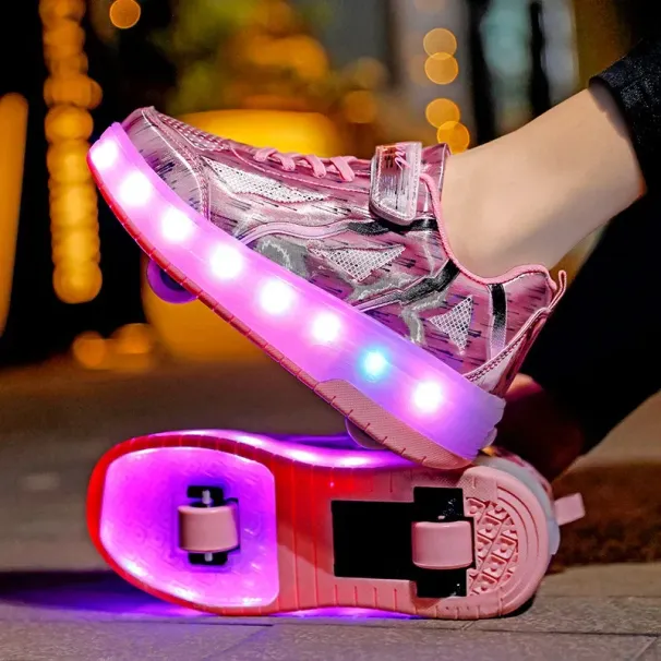 with Wheels LED Light Shiny Roller Skates Shoes Kids Gifts Boys Girls The Best Gift for Party Birthday Christmas Day_desvips.com