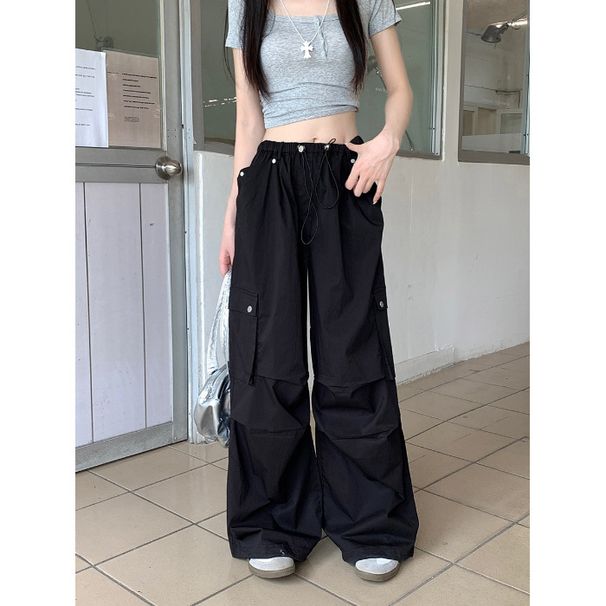 American-style European And American Fashion Multi-pocket Cargo Pants, Summer White Wide-leg Slimming Casual Street_desvips.com