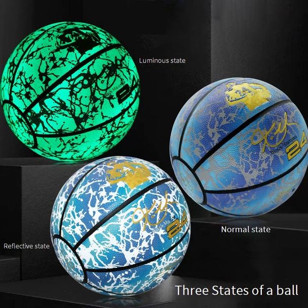 Black Mamba Style Basketball Size 7 High Tech Reflective Glow In The Dark Ball Perfect Birthday Gift For Men Night_desvips.com