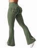 European And American Size Blockbuster Overalls Women's Pockets Yoga Pants Flared Pants Hip-lifting Sports Tight Fitness Pants_desvips.com