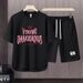 Men's Clothing 2024 Waffle Casual Summer Suit Men's Loose Teen Short sleeved T shirt Shorts Handsome Two piece Suit_desvips.com