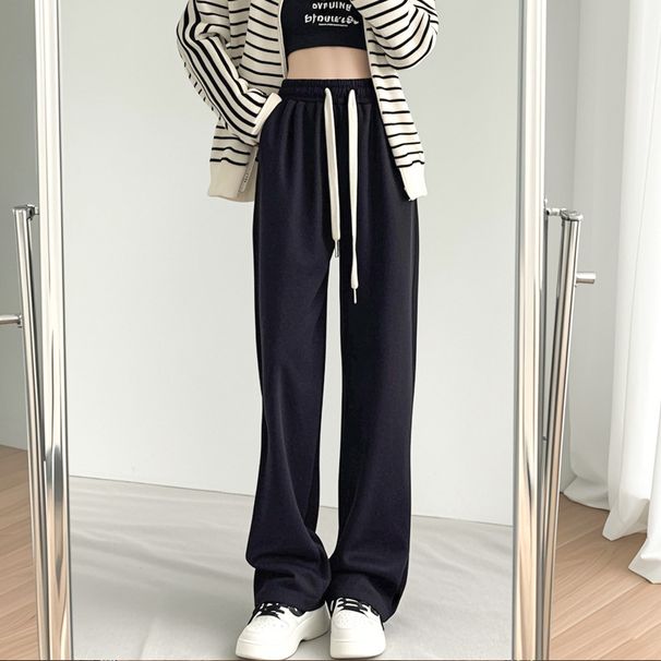 Men's Women's Sweatpants Same Spring And Autumn 2024 New American Style Straight Drawstring Loose Casual Long Pants_desvips.com