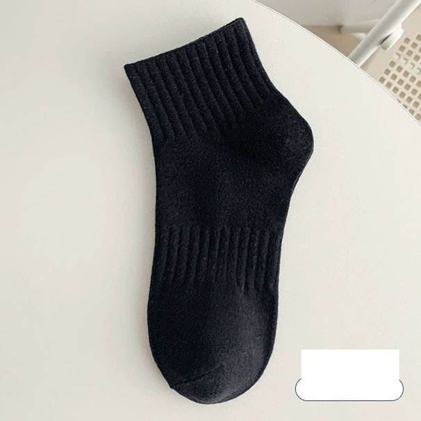 Socks Men's Long Socks Women's Socks Pure Cotton Autumn And Winter Black And White Solid Color Thickened Mid Tube Men's Casual Sports Socks_desvips.com
