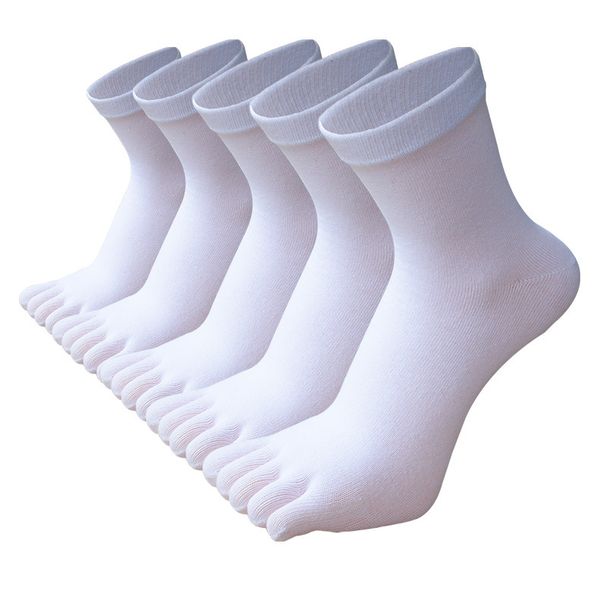 5 Pairs Autumn Winter Thick Cotton Toe Large Five Fingers Black White Solid Casual Socks With Toes Men 46 Plus Size 7-11_desvips.com