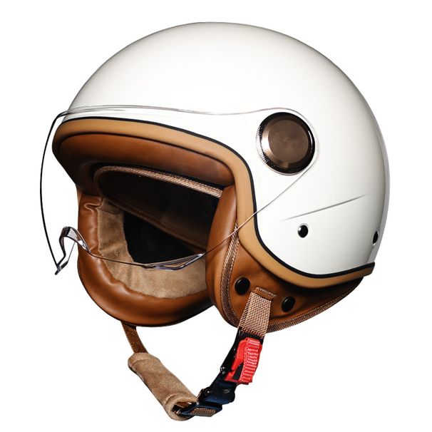 Retro motorcycle helmet Men's and women's electric pedal half cover 3/4 half helmet Four seasons Bluetooth_desvips.com