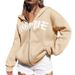 Letter Print Unisex Warm Loose Zip Hoodie Sweatshirt_desvips.com