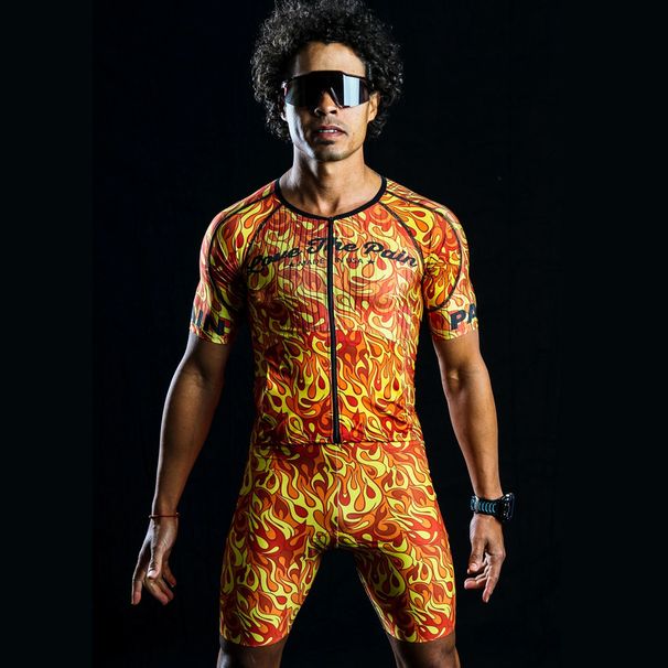 Love The Pain Men Skinsuit Triathlon Suit Breathable Short Sleeve Cycling Jersey Ropa Ciclismo Mtb Bike Jumpsuit Kit New_desvips.com
