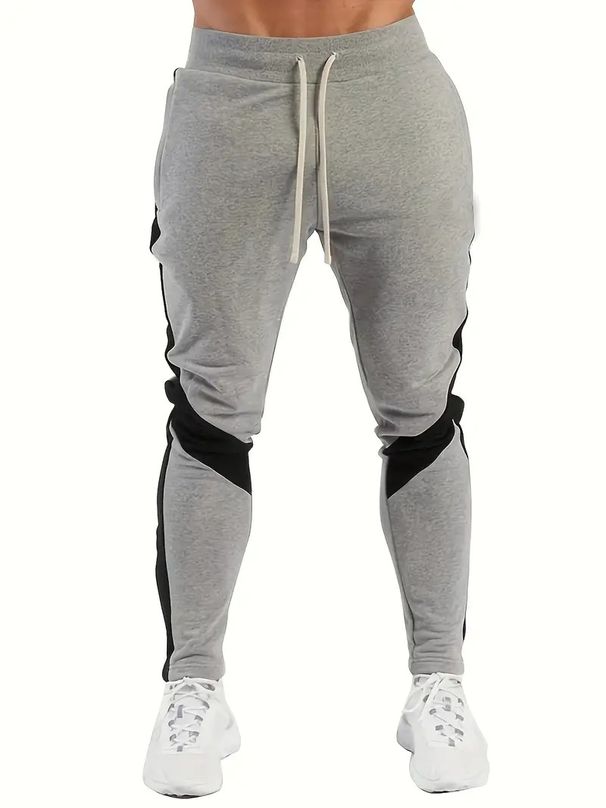 Men's Fleece-Lined Jogger Pants For Winter - Soft Cotton Blend, Elastic Waist, Casual & Sporty, Grey & Black (S-XXL)_desvips.com