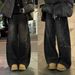 Women's Sparkle Rhinestone Wide Leg Jeans, High Waist Baggy Denim Pants With Shiny Studs, Casual Streetwear Trousers For Night Out & Daily Jeans Damen_desvips.com